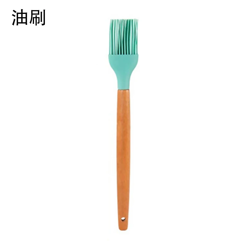 Brush Yomdid Пищевая силиконовая кухонная утварь, практичные инструменты для приготовления пищи, лопатка с деревянной ручкой, кухонная утварь - Цвет: Brush