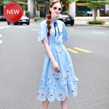 

New Women Fashion Party Boho Sexy Vintage Elegant Chic Hollow Out Embroidery Dress High Quality 2020 Spring Summer