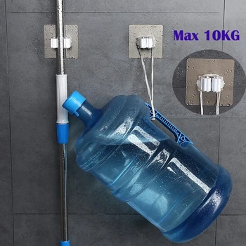 

Bathroom Bracket Wall Mounted Mop Holder Brush Broom Hanger Storage Rack Kitchen Tools Bathroom Suction Hanging Tools 2 Colors