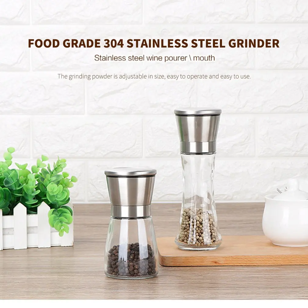 Stainless Steel Pepper Mill Grinder Manual Salt Pepper Shakers Herb Mill Grinder Adjustable Pepper Grinder