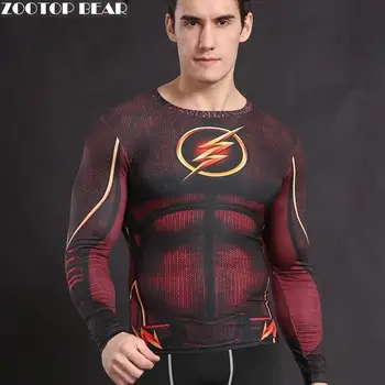 

The Flash T shirt Compression Tights Shirt Clothing Fitness Costume Superhero T-shirt Top Justice League ZOOTOP BEAR
