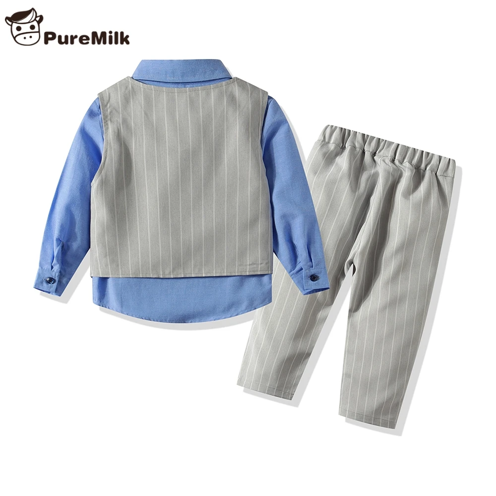 PureMilk комплект детской одежды из 4 предметов, рубашка+ жилет+ галстук-бабочка+ штаны, вечерние комплекты одежды для мальчиков