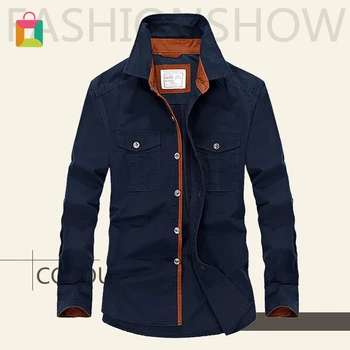 

Men's spring and autumn tooling jacket coat multi-pocket lapel long-sleeved cotton tooling jacket Glittery