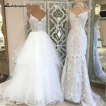 EN VENTA ❤️ Lakshmigown-vestidos de novia de tul con escote en V, vestidos de novia de princesa con tirantes finos hinchados, vestidos de novia de corte en A, 2020 - discount item 33% OFF Bodas y eventos