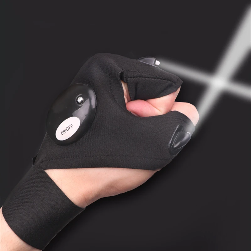 Outdoor Fishing Fingerless Gloves Magic Strap LED Flashlight Torch Cover Survival Camping Hiking Cycling Rescue Tool fingerless gloves