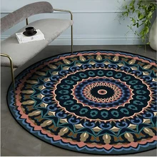 AOVOLL ковер, ковер для спальни, коврик для дома, гостиной, Круглый Большой ковер, светильник в американском ретро стиле, роскошный мандала, цветок