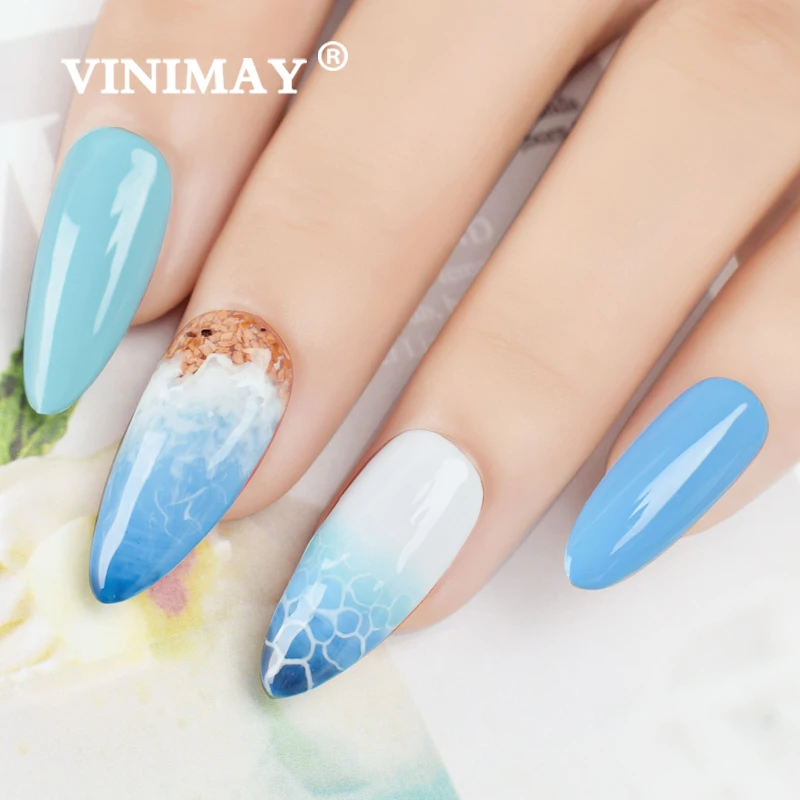 VINIMAY 18 색 청바지 블루 젤 매니큐어 바니시 네일 UV 젤락 젤 폴리쉬, 네일아트 프라이머 매니큐어 네일 젤 래크