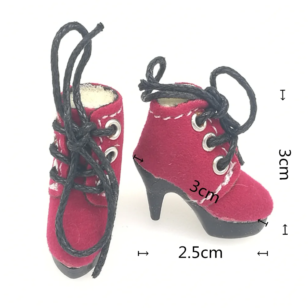 Tilda 2,5 cm Mini zapatos de muñeca para muñecas Blythe Toy, encantadores zapatos lindos de tacón alto para Azone Obitsu Licca BJD accesorios para muñecas