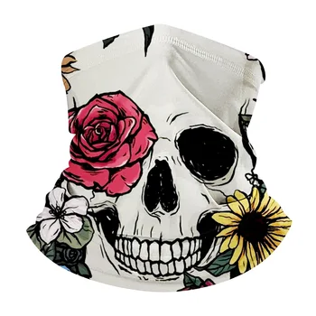 

Flower Skull Pattern Women Breathable Summer Outdoor Half Face Neck Scarves Mask Seamless Tube Bandanas for Fishing, Cycling