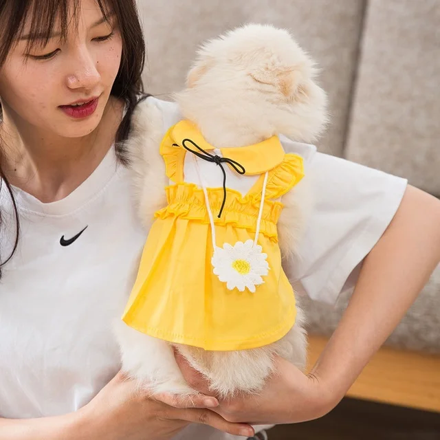 Daisy Skirt Pet Dog Clothes Fashion Dress Clothing Dogs Super Small Costume Cute Cotton Chihuahua Summer Yollow Girl Mascotas 4