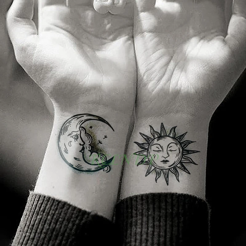 Buy Temporary-Tattoo-Sticker Hand-Foot-Arm Flash-Tatoo Tatouage Sun-Moon Fake Tatto Girl nzKWVpY7