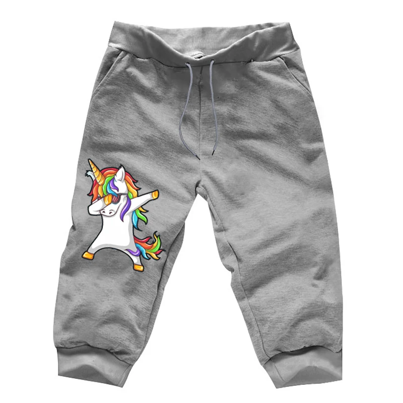 Cropped Trousers 9 Спортивные брюки для фитнеса с единорогом; весенние укороченные брюки; мужские забавные укороченные брюки; модные брюки для мальчиков; 7 минут - Цвет: Cropped Trousers 9