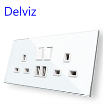Hd1ec953f2e964616bd9863f21e2ecf509 Delviz Wall Power Socket Universal 5 Hole, 2.1A Dual USB Charger Port,146mm*86mm, LED indicator, UK Standard USB Switched Outlet