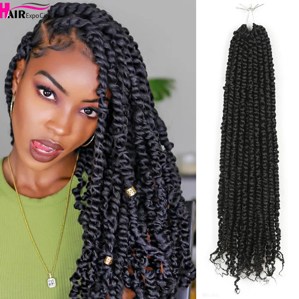 

20Inch Long Passion Twist Crochet Braiding Hair Extensions Ombre Curly Synthetic Braid hair African 12strands Hair Expo