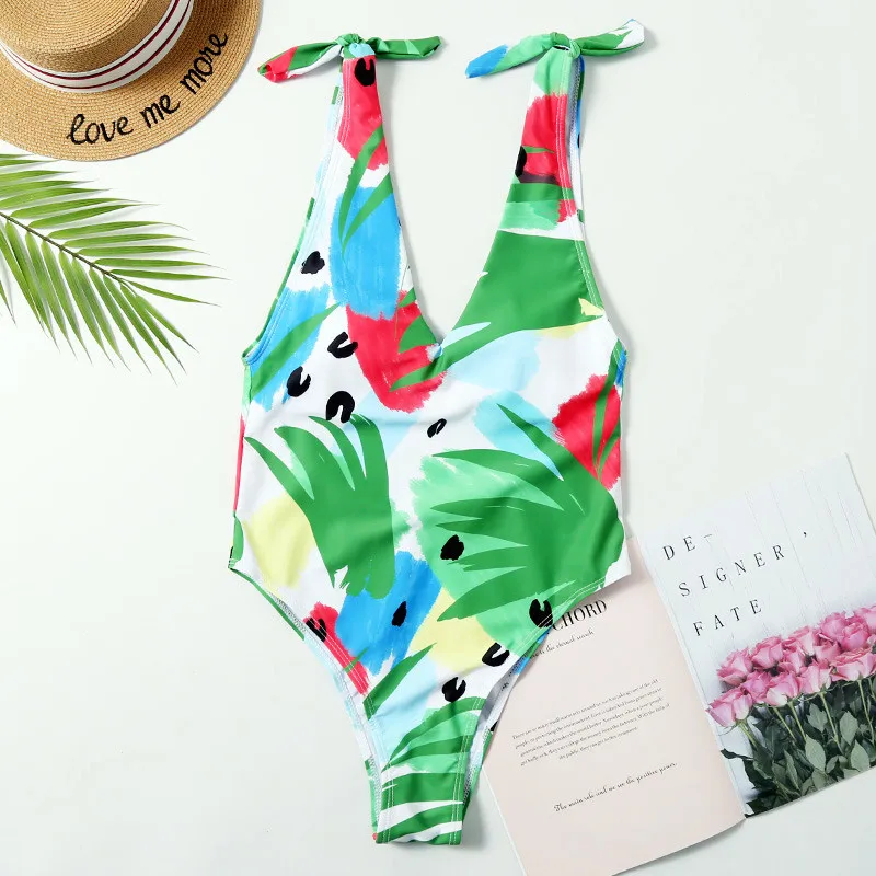 

Plunge Bathing Suit Female One Piece Swimsuit High Leg Cut Swimwear Women Backless Monokini Trikini Swim Wear Maillot De Bain