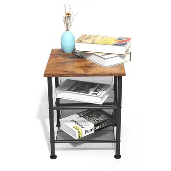 

Nightstand Wooden Bedside table Living Room Furniture Storage cabinet Vintage fashion Mini desk bedroom 3 layers