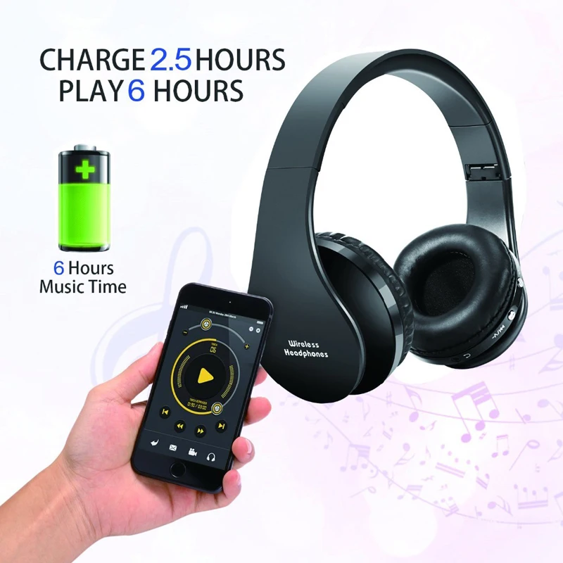 Новые портативные беспроводные наушники Bluetooth стерео Складная гарнитура аудио Mp3