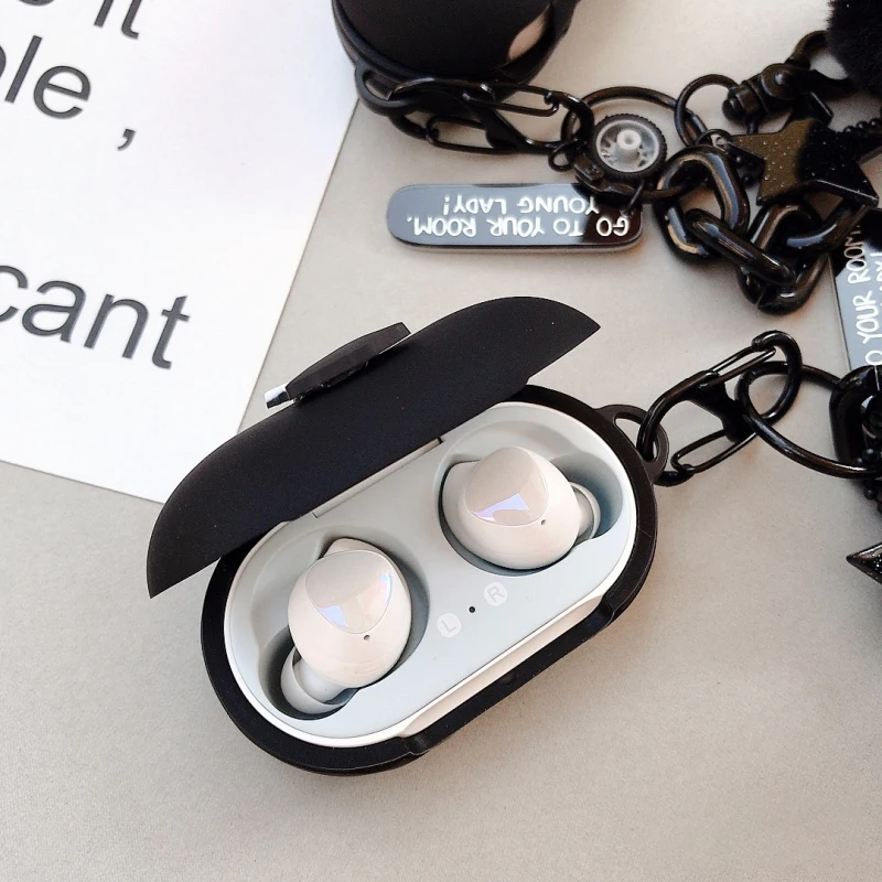 Черный силиконовый чехол для samsung Galaxy Buds защитный чехол для зарядки Bluetooth наушник кожаный брелок подвеска