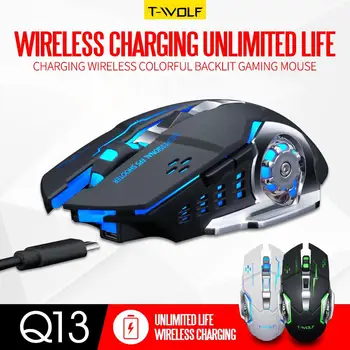 

Q13 2.4GHz Wireless 2400DPI Mouse Rechargeable Silent Backlight Game Mice USB Receiver for PC Laptop Gamer