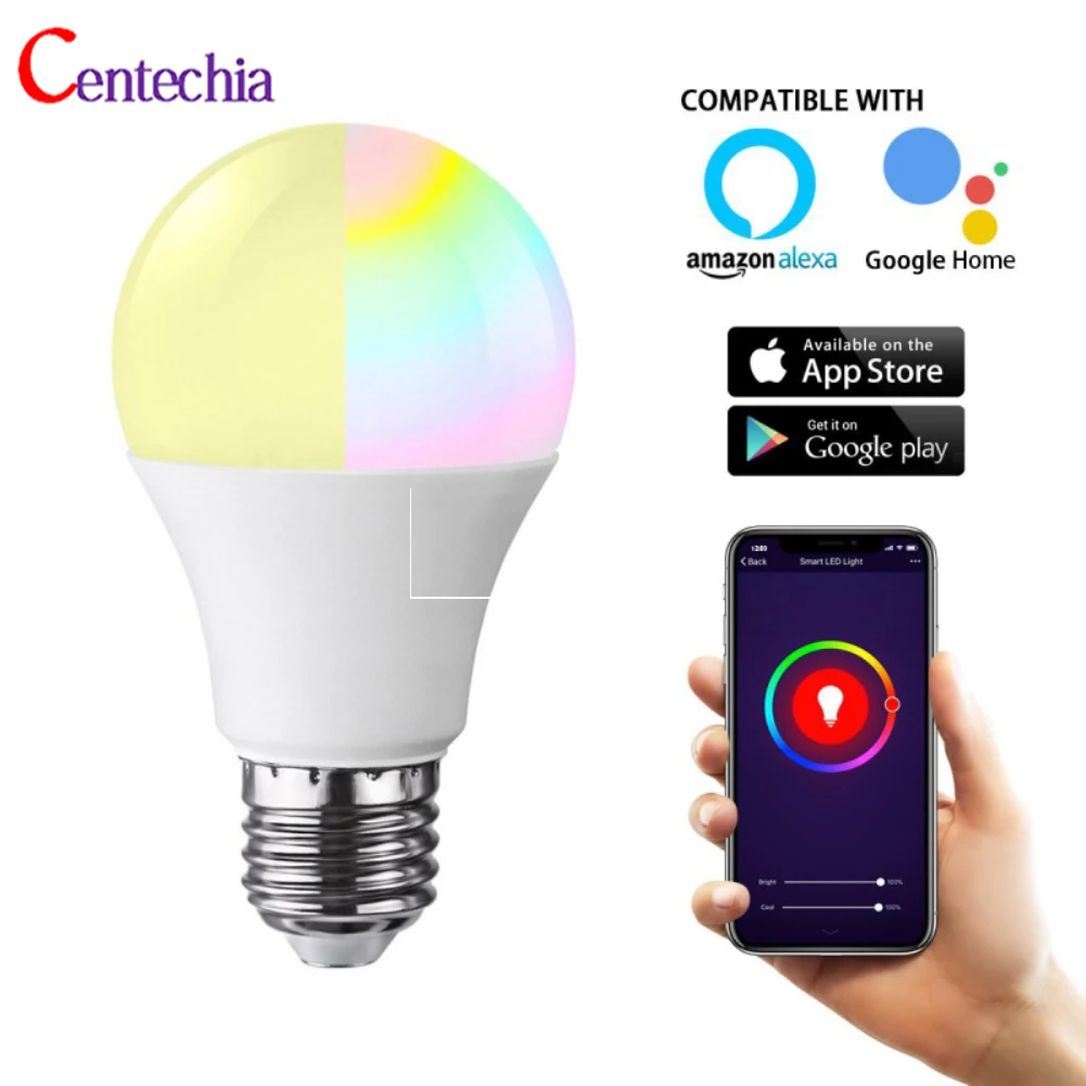 

New E27 WiFi Smart Light Bulb,Dimmable,Multicolor,Wake-Up Lights,RGBWW LED Lamp,Compatible with Alexa and Google Assistant BTZ1