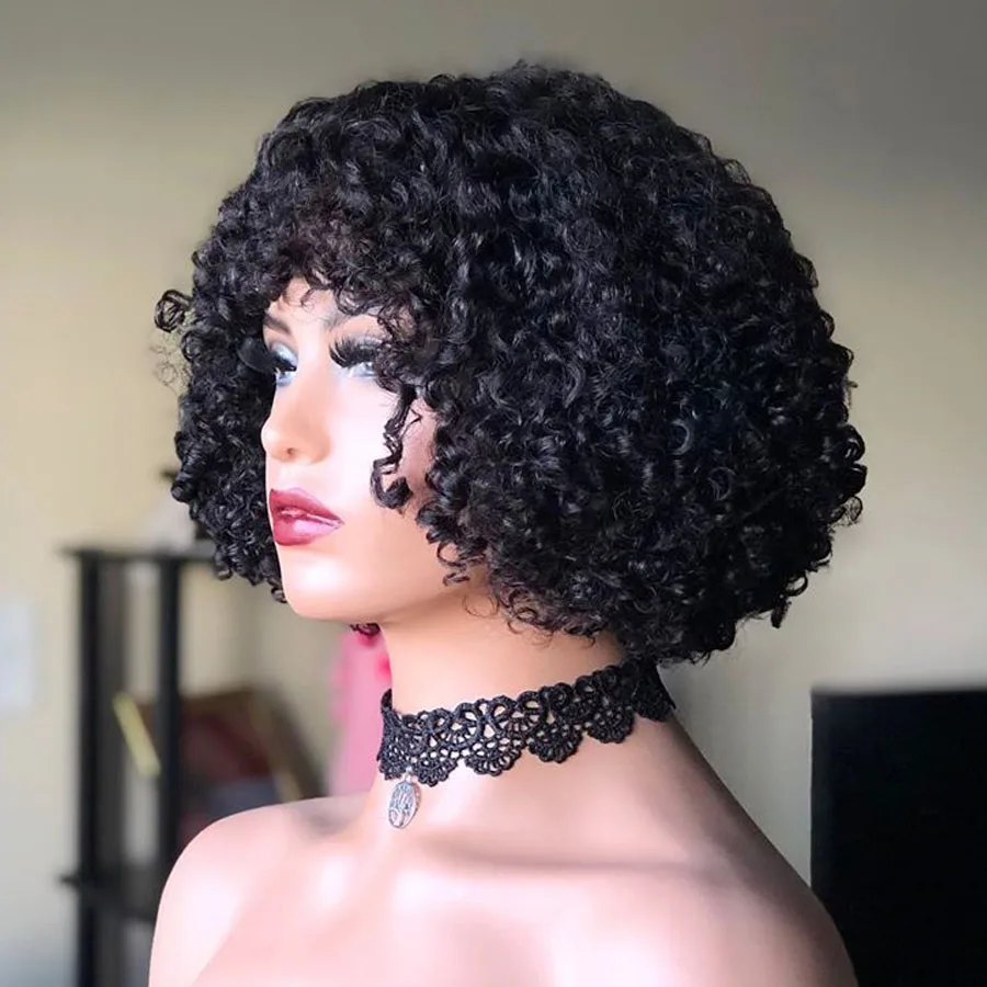 Перуанские короткие парики боб для черных женщин 360 кружевные передние человеческие волосы парики с челкой 200 плотность кружева передние парики с детскими волосами