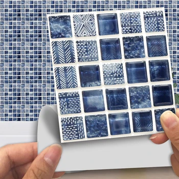 

10pcs/set Crystal Mosaic Hard Tiles Wall Sticker Kitchen Bathroom Furniture Renovation Decoration Wallpaper Waterproof Art Mural