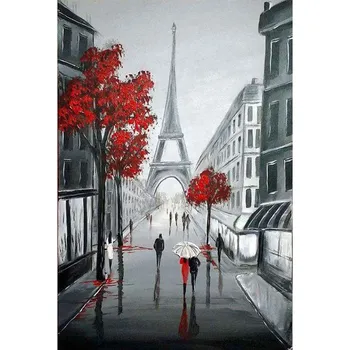 

Full round diamond painting rhinestone cross stitch "Paris Street" 5D Diy diamond embroidery diamond mosaic wall decoration gift