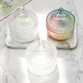 

Crystal Cotton Swabs Cotton Pad Jar Makeup Sponge Cottom Jewelry Storage Box Dresser Organizer Kitchen Storage Tank Decoration