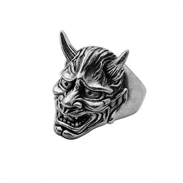 Punk Men Ring Demon Skeleton Hip Hop Rock Locomotive Ring Titanium Steel Alloy Ancient Silver Color Ring Women Jewelry