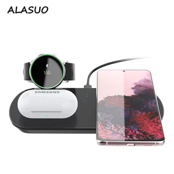 

QI 10W Fast Charge 3 in 1 Wireless Charger For iPhone 11 Samsung Galaxy Watch Active For Airpods 2 Pro Buds Quick Charging Pad