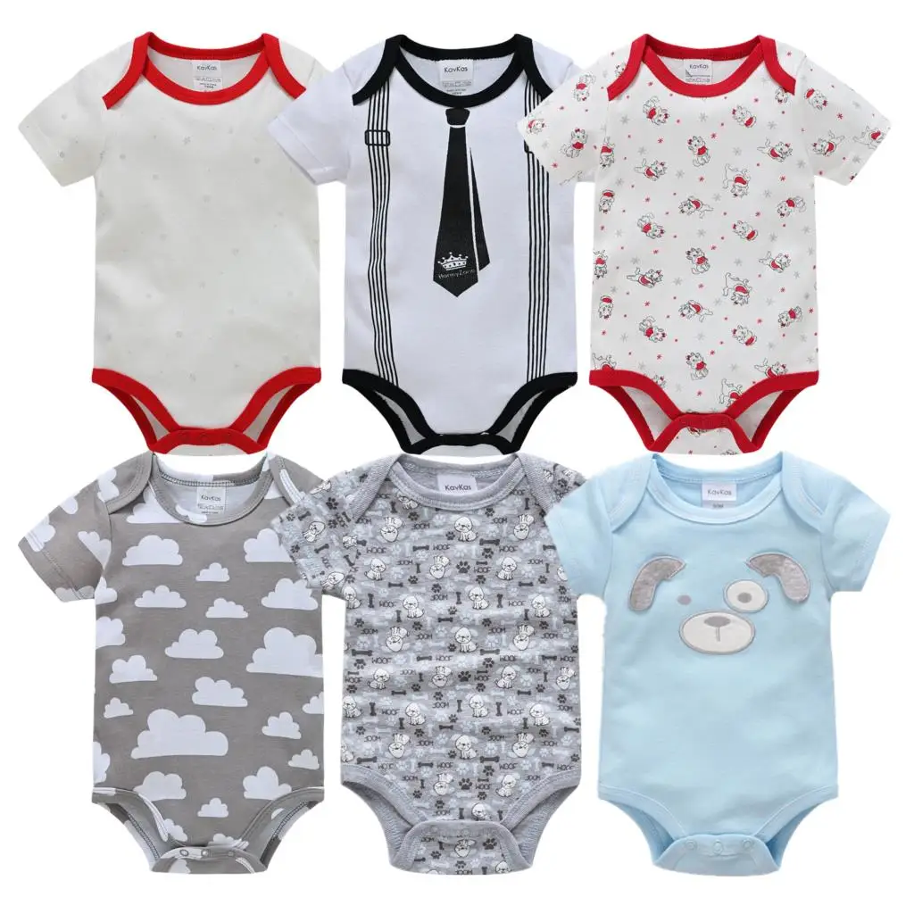 

Roupas Bebe De Summer Newborn Baby Boy Girl Romper Short Sleeve Jumpsuit Cartoon Animal Printed Baby Rompers 6PCS Baby Clothes