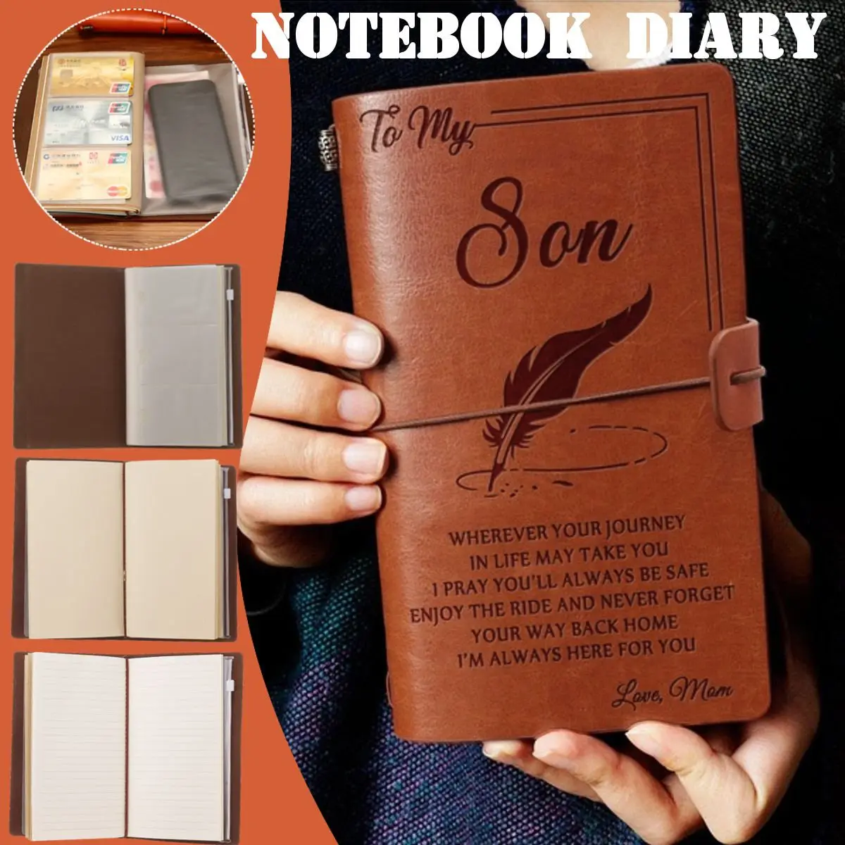 4 типа гравированная кожаная книга для записей, блокнот дневник для дочери/сына/моего Мужчины/жены записная книжка с гравировкой дневник 20x12 см