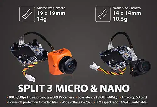 runcam Swift 2 600TVL FPV camera 2.1 mm lens 165 degrees OSD WDR DC NTSC integrated MIC | Игрушки и хобби