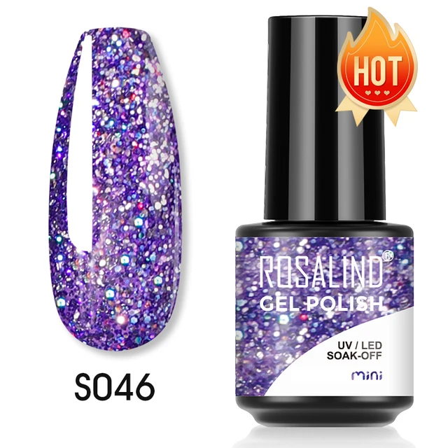 ROSALIND 7ml Gel Polish Semi Permanent Nails Gel Polish Soak Off UV LED Base Top Coat Vernis Nail Art Glitter Gel Varnish SLS-S046
