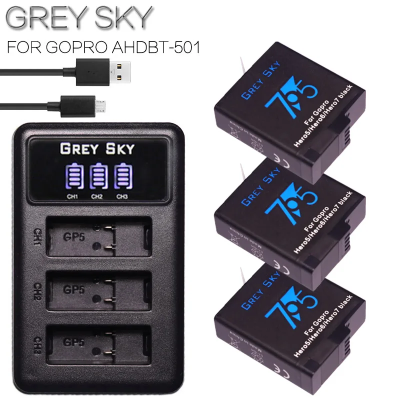 Powertrust зарядное устройство для Gopro5 Gopro7 AHDBT 501 3 слота зарядки аккумулятора со