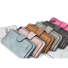 

Long Solid Color Women Wallets Buckle Zipper Money Clip Female Cute Letter Coin Purses Ladies Credit Card Holder Clutch