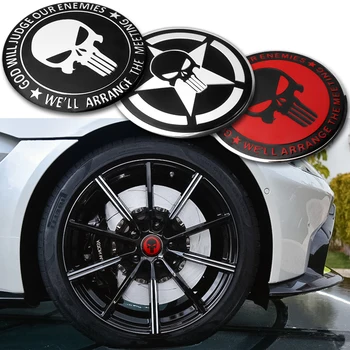 

Selling 4pcs 56mm 3D Aluminum Punisher Skull Logo Car Styling Car Wheel Emblem Decal Center Sticker Car Accessories