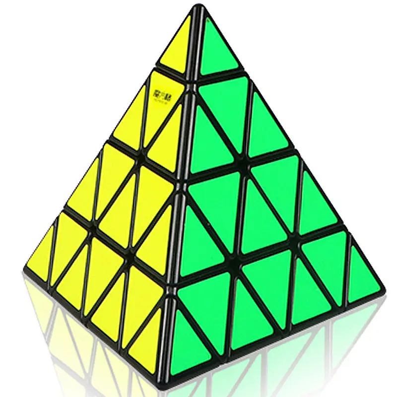 QIYI 4X4X4 волшебный куб Пирамида Кубик Рубика для профессионалов Волшебные кубики Пазлы скорость Cubo обучающая красочная игрушка для детей - Цвет: Black