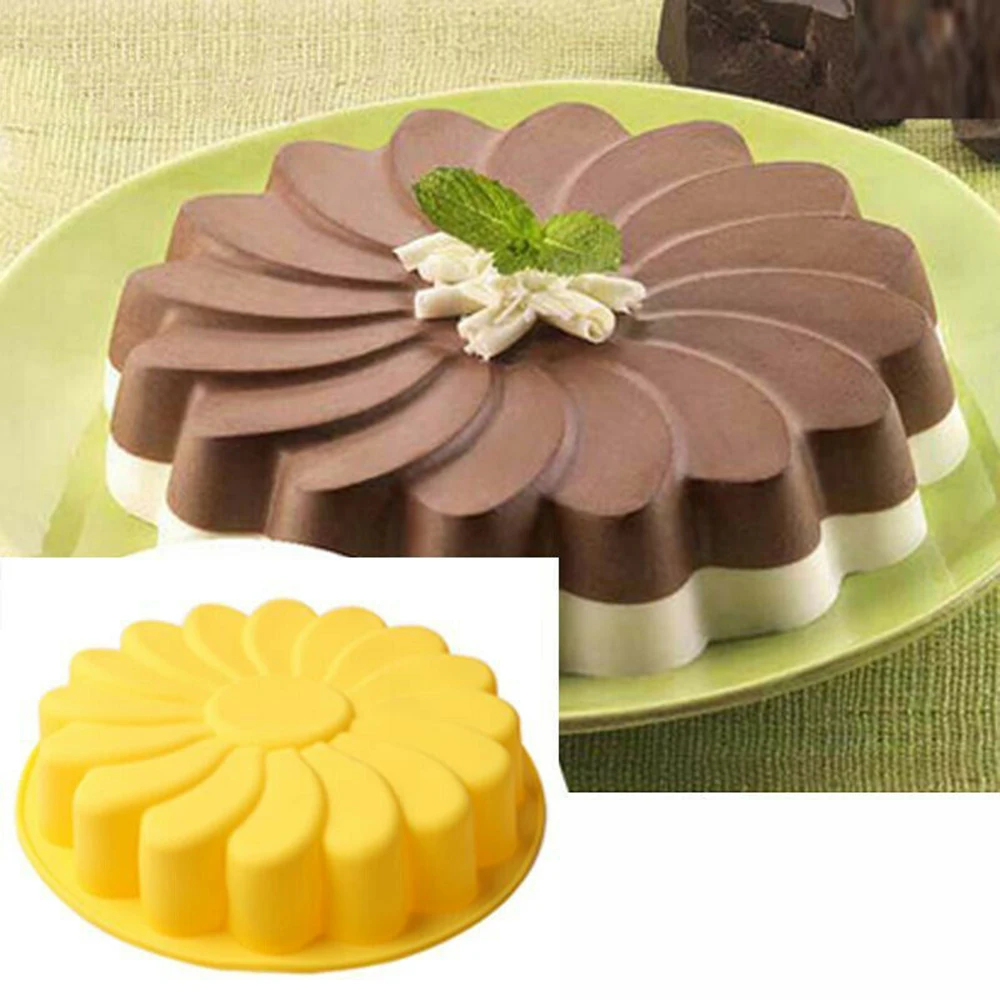 Силиконовый чехол в виде подсолнуха муссовый торт печенье с жидкой помадкой в центре форма для шоколада Сделай Сам Кухня противень наборы для десерта торта украшения