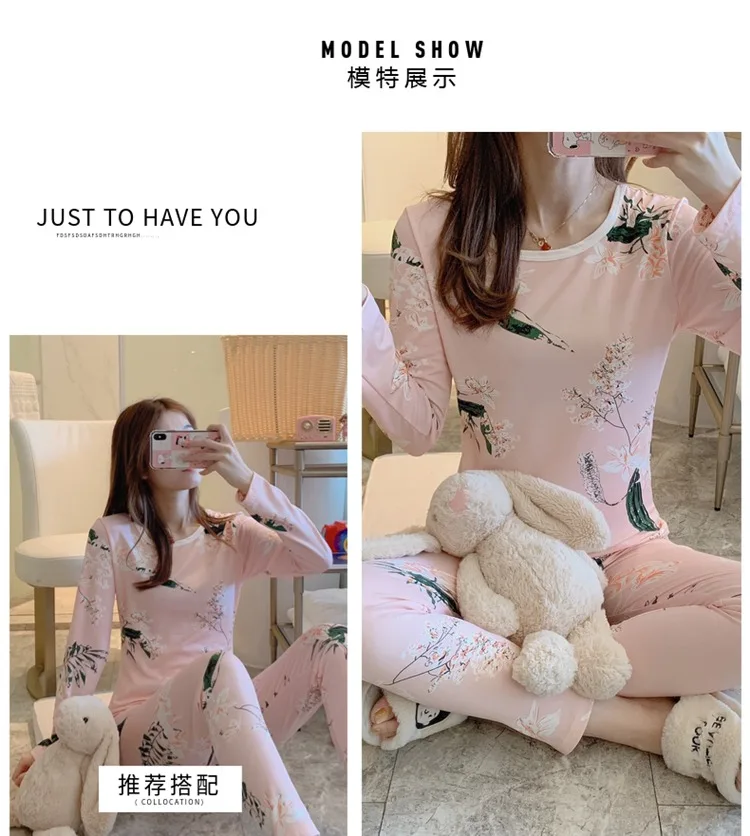 Термобелье, сексуальное нижнее белье, наборы для женщин,, осень, зима, длинный рукав, с принтом, одежда для сна, для женщин, теплое, Корректирующее белье, подштанники, боди