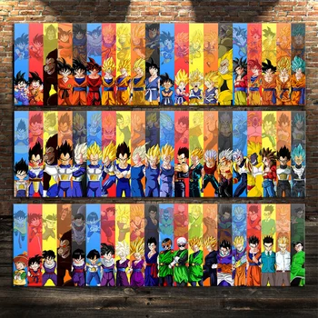 

1 Piece Dragon Ball Z Poster Goku/vegeta/gohan DBZ Anime Poster Canvas Paintings Wall Art for Living Room Decor