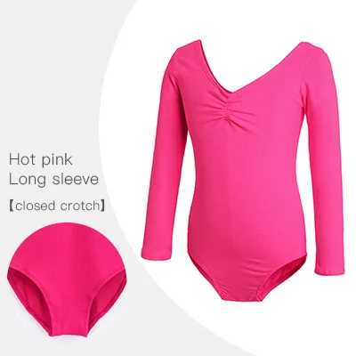 Ballet Leotards Kids Gymnastics Leotard Girls Dance Bodysuit Dancewear Dance Costumes Toddler Cotton Dance Leotard Short Sleeves Hot Pink Closed Crot