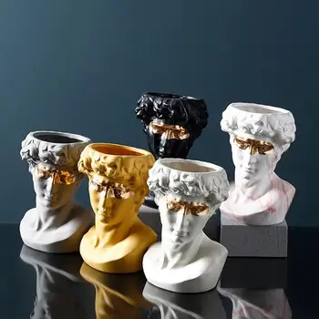 

1PC Human Head Flowerpot Succulent Plants Pot Flower Arrangement Pot Creative Flowerpot Ceramic Planting Vase for Hotel