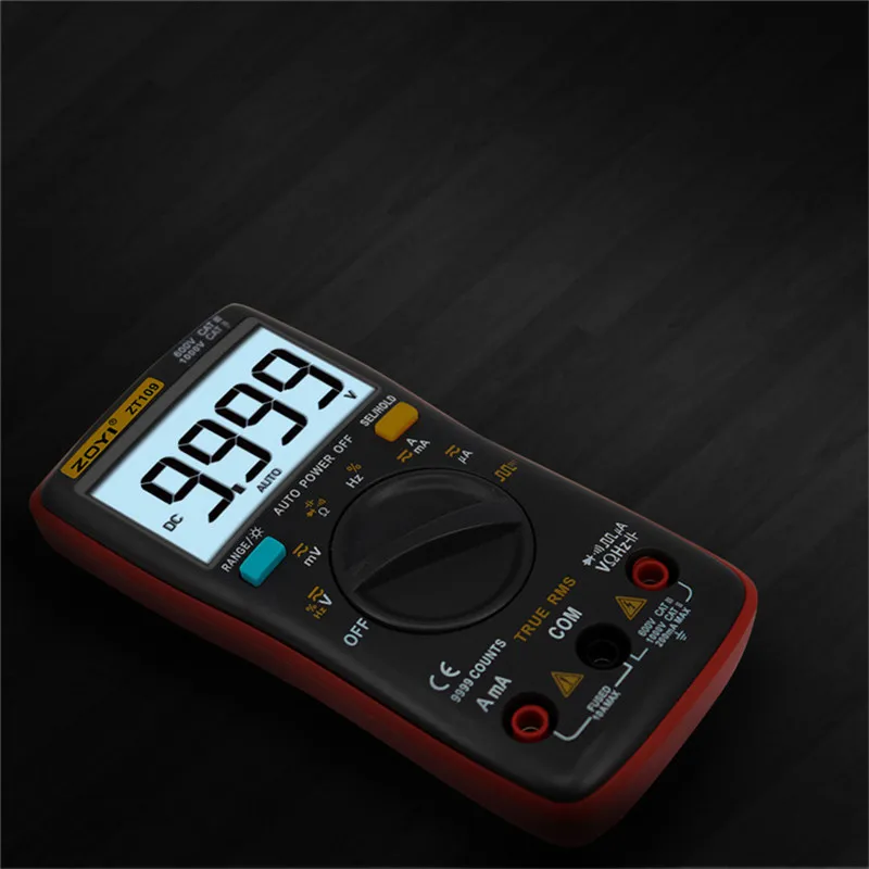 ZOYI ZT109 Digital Multimeter True-RMS 9999 counts Square Wave Backlight AC DC Voltage Ammeter Current Ohm Auto/Manual Durable