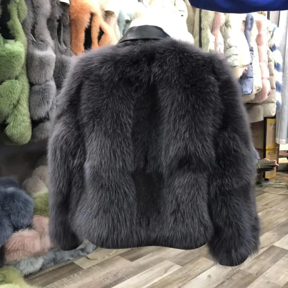 Шуба из натурального Лисьего меха для женщин зима модный стиль натуральная овечья кожа пальто