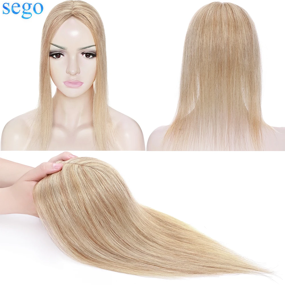 SEGO 10cmx12cm Hair Toppers 2.5x3cm Silk Base Human hair Wigs For Women Machine Remy Hair Piece Clip In Hair Extensions