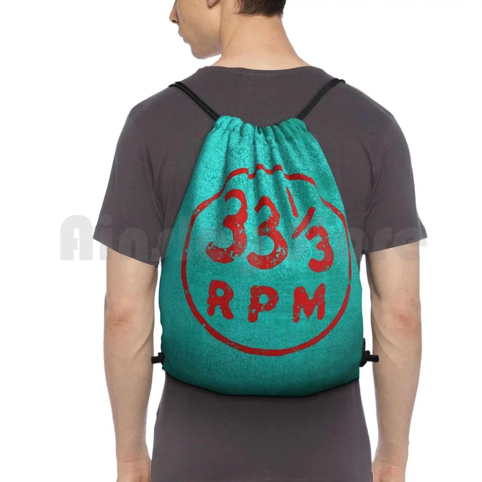 33 1 / 3 об./мин. Виниловая запись рюкзак со значком Drawstring сумка для верховой езды