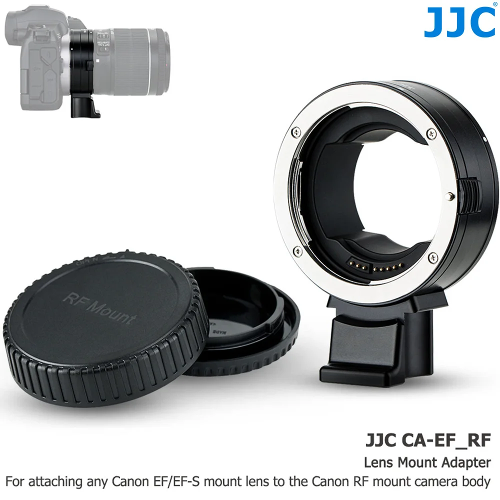 JJC EF-EOS R Auto Focus Mount Adapter Converter for Canon EF EF/S Lens to RF Mount Camera EOS R RP R5 R6 Removable Tripod Foot