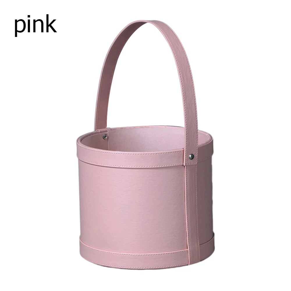 Pink Круглая коробка Цветок ведро с крышкой Подарочная коробка Упаковка Свадебная коробка для хранения Домашний Декоративный букет держатель цветок круглая коробка - Цвет: Pink