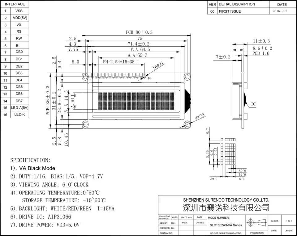 162 16x2 1602 5v parallel iic i2c